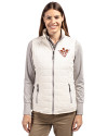 Texas Longhorns College Vault Cutter & Buck Rainier PrimaLoft® Womens Eco Insulated Full Zip Puffer Vest Coconut Front Thumbnail Image