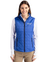 Montana State Bobcats College Vault Cutter & Buck Rainier PrimaLoft® Womens Eco Insulated Full Zip Puffer Vest Royal Front Thumbnail Image
