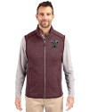 View image 1: Texas A&M Aggies College Vault Cutter & Buck Mainsail Sweater-Knit Mens Full Zip Vest Bordeaux Heather Front