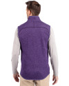 Kansas State Wildcats Wabash Vintage Cutter & Buck Mainsail Sweater-Knit Mens Full Zip Vest College Purple Heather Back Thumbnail Image
