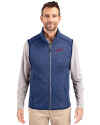 View image 7: SMU Mustangs College Vault Cutter & Buck Mainsail Sweater-Knit Mens Full Zip Vest Tour Blue Heather Front