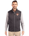 Texas Longhorns College Vault Cutter & Buck Mainsail Sweater-Knit Mens Full Zip Vest Charcoal Heather Front Thumbnail Image