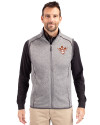 Texas Longhorns College Vault Cutter & Buck Mainsail Sweater-Knit Mens Full Zip Vest Polished Heather Front Thumbnail Image