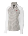 Oklahoma Sooners Vintage Cutter & Buck Forge Tonal Stripe Stretch Half Zip Womens Top White/Polished Mannequin Thumbnail Image