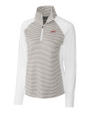 SMU Mustangs College Vault Cutter & Buck Forge Tonal Stripe Stretch Half Zip Womens Top White/Polished Mannequin Thumbnail Image