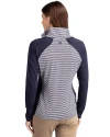 North Carolina Tar Heels College Vault Cutter & Buck Forge Tonal Stripe Stretch Half Zip Womens Top Liberty Navy Back Thumbnail Image