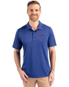 SMU Mustangs College Vault Cutter & Buck Prospect Eco Textured Stretch Recycled Mens Big & Tall Polo Tour Blue Front Thumbnail Image