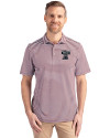 Texas A and M Aggies College Vault Cutter & Buck Virtue Eco Pique Stripe Recycled Mens Polo Bordeaux Front Thumbnail Image