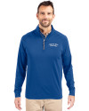 Montana State Bobcats College Vault Cutter & Buck Adapt Eco Knit Stretch Recycled Mens Big and Tall Quarter Zip Pullover Tour Blue Front Thumbnail Image