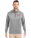 Dayton Flyers College Vault Cutter & Buck Adapt Eco Knit Stretch Recycled Mens Big and Tall Quarter Zip Pullover Polished Medium Gray Front Thumbnail Image
