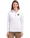 North Carolina Tar Heels College Vault Cutter & Buck Adapt Eco Knit Stretch Recycled Womens Half Zip Pullover White Front Thumbnail Image
