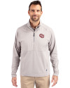 Oklahoma Sooners Vintage Cutter & Buck Adapt Eco Knit Hybrid Recycled Mens Quarter Zip Polished Medium Gray Front Thumbnail Image