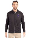 Kansas State Wildcats Wabash Vintage Cutter & Buck Adapt Eco Knit Hybrid Recycled Mens Big & Tall Full Zip Jacket Black Front Thumbnail Image
