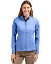 Montana State Bobcats College Vault Cutter & Buck Adapt Eco Knit Heather Recycled Womens Full Zip Tour Blue Heather Front Thumbnail Image
