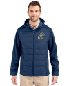 ETSU Buccaneers College Vault Cutter & Buck Evoke Hybrid Softshell Recycled Full Zip Mens Hooded Jacket Navy Blue Front Thumbnail Image