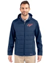 Dayton Flyers College Vault Cutter & Buck Evoke Hybrid Softshell Recycled Full Zip Mens Hooded Jacket Navy Blue Front Thumbnail Image
