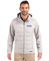 Montana State Bobcats College Vault Cutter & Buck Evoke Hybrid Softshell Recycled Full Zip Mens Hooded Jacket CONCRETE Front Thumbnail Image