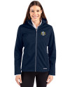 North Carolina Tar Heels College Vault Cutter & Buck Evoke Softshell Recycled Full Zip Womens Jacket Navy Blue Front Thumbnail Image