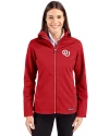 Oklahoma Sooners Vintage Cutter & Buck Evoke Softshell Recycled Full Zip Womens Jacket Cardinal Red Front Thumbnail Image