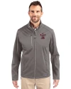 View image 7: Texas A&M Aggies College Vault Cutter & Buck Evoke Recycled Honeycomb Fleece Mens Full Zip Jacket Elemental Grey Front
