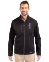 Kansas State Wildcats Wabash Vintage Cutter & Buck Evoke Softshell Recycled Full Zip Mens Jacket Black Front Thumbnail Image