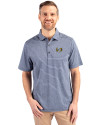 North Carolina Tar Heels College Vault Cutter & Buck Forge Eco Heather Stripe Stretch Recycled Mens Polo Navy Blue Heather Front Thumbnail Image