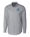 Citadel Bulldogs Vintage Cutter & Buck Stretch Oxford Mens Long Sleeve Dress Shirt Charcoal Mannequin Thumbnail Image