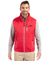 SMU Mustangs College Vault Cutter & Buck Rainier PrimaLoft® Mens Eco Insulated Full Zip Puffer Vest Red Front Thumbnail Image