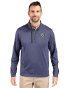 North Carolina Tar Heels College Vault Cutter & Buck Stealth Heathered Quarter Zip Mens Pullover Liberty Navy Front Thumbnail Image