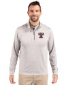 Texas A and M Aggies College Vault Cutter & Buck Stealth Heathered Quarter Zip Mens Pullover Polished Medium Gray Front Thumbnail Image