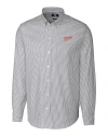Dayton Flyers College Vault Cutter & Buck Stretch Oxford Stripe Mens Big and Tall Long Sleeve Dress Shirt Charcoal Mannequin Thumbnail Image