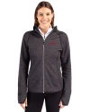 SMU Mustangs College Vault Cutter & Buck Mainsail Full Zip Hooded Womens Jacket Charcoal Heather Front Thumbnail Image