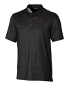 View image 3: SMU Mustangs College Vault Cutter & Buck Pike Micro Floral Print Stretch Mens Polo Black Mannequin