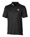 Texas Longhorns College Vault Cutter & Buck Pike Micro Floral Print Stretch Mens Polo Black Mannequin Thumbnail Image