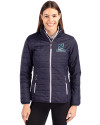 Citadel Bulldogs Vintage Cutter & Buck Rainier PrimaLoft®  Womens Eco Insulated Full Zip Puffer Jacket Dark Navy/Silver Front Thumbnail Image