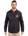 Texas Longhorns College Vault Cutter & Buck Rainier PrimaLoft® Mens Eco Insulated Quilted Shirt Jacket Black Front Thumbnail Image