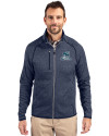 Citadel Bulldogs Vintage Cutter & Buck Mainsail Sweater-Knit Mens Full Zip Jacket Liberty Navy Heather Front Thumbnail Image