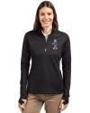 Kansas State Wildcats Wabash Vintage Cutter & Buck Traverse Stretch Eco Quarter Zip Womens Pullover Black Front Thumbnail Image