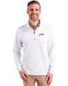 SMU Mustangs College Vault Cutter & Buck Traverse Stretch Eco Quarter Zip Mens Pullover White Front Thumbnail Image