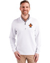 Syracuse Orange College Vault Cutter & Buck Traverse Stretch Eco Quarter Zip Mens Pullover White Front Thumbnail Image