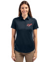 Dayton Flyers College Vault Cutter & Buck Prospect Eco Textured Stretch Recycled Womens Short Sleeve Polo Navy Blue Front Thumbnail Image