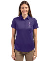 Kansas State Wildcats Wabash Vintage Cutter & Buck Prospect Eco Textured Stretch Recycled Womens Short Sleeve Polo College Purple Front Thumbnail Image