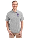 View image 1: Kansas State Wildcats Wabash Vintage Cutter & Buck Virtue Recycled Botanical Print Featherlight Pique Mens  Polo Black Front
