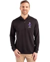 Kansas State Wildcats Wabash Vintage Cutter & Buck Virtue Eco Pique Recycled Quarter Zip Mens Big & Tall Pullover Black Front Thumbnail Image