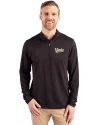 Vanderbilt Commodores College Vault Cutter & Buck Virtue Eco Pique Recycled Quarter Zip Mens Big & Tall Pullover Black Front Thumbnail Image