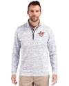 Texas Longhorns College Vault Cutter & Buck Traverse Stretch Eco Camo Print Quarter Zip Mens Big and Tall Pullover Charcoal Front Thumbnail Image