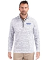 Montana State Bobcats College Vault Cutter & Buck Traverse Stretch Eco Camo Print Quarter Zip Mens Big and Tall Pullover Charcoal Front Thumbnail Image