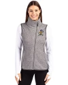 ETSU Buccaneers College Vault Cutter & Buck Mainsail Sweater Knit Womens Asymmetrical Vest Polished Heather Front Thumbnail Image