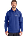 Montana State Bobcats College Vault Cutter & Buck Roam Epic Versatility Half Zip Recycled Mens Hooded Pullover Tour Blue Front Thumbnail Image