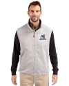View image 4: Citadel Bulldogs Vintage Cutter & Buck Charter Recycled Packable Mens Full Zip Vest Polished Medium Gray Front